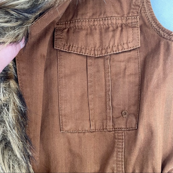 Hei Hei ANTHROPOLOGIE Womens Cargo VEST Faux FUR Removable Collar Size XS Brown - Picture 11 of 13